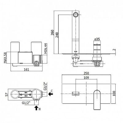 Смеситель для раковины Paffoni Tango TA106ST Сталь