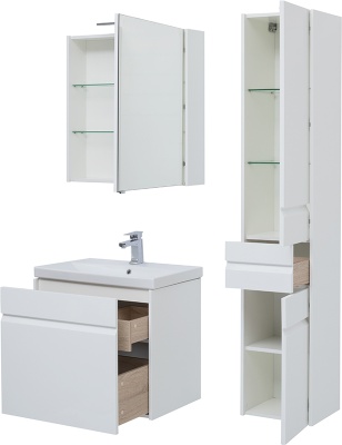 Тумба под раковину Aquanet Палермо 60 203934 подвесная Белый глянец