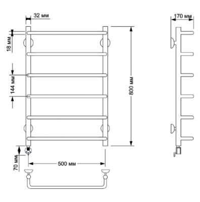 Электрический полотенцесушитель Secado Мерида 1 50х80 Бронза