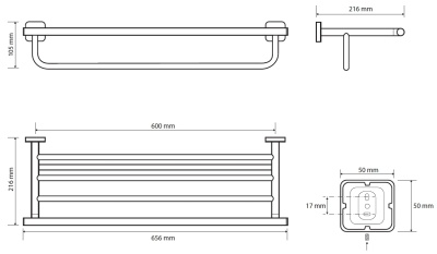 Полка для полотенец Bemeta Tasi 154105262 Хром