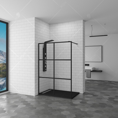 Душевая перегородка RGW Walk In WA-11-B 80 профиль Черный стекло прозрачное