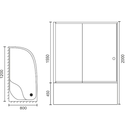 Душевой уголок Royal Bath RB-L-3001-3 120х80 без поддона профиль Хром стекло прозрачное