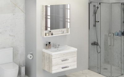 Тумба с раковиной Comforty Никосия 80 4138839 подвесная Дуб белый