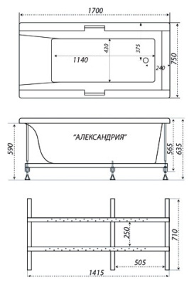 Акриловая ванна Triton Александрия 170x75 белая