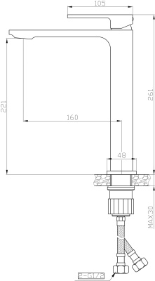 Смеситель для раковины Orange Lutz M04-121b Черный