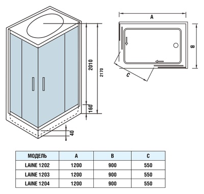 Душевая кабина WeltWasser WW500 Laine 1204 120x90 10000003273 профиль Хром стекло прозрачное