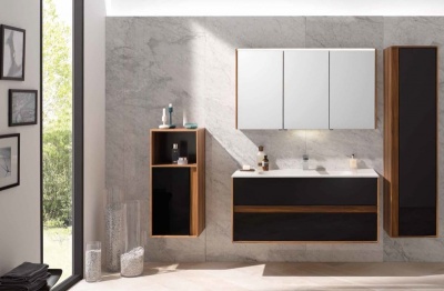 Тумба с раковиной Vitra Metropole 100 58183 подвесная Сливовое дерево Черная