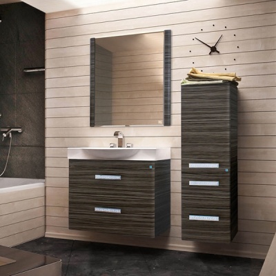 Шкаф пенал Style Line Лотос 36 Plus подвесной Шелк зебрано