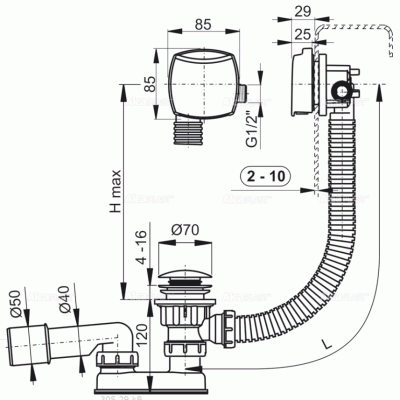 Слив-перелив Alcaplast A508KM-80 Click-Clack Белый Хром Слив-перелив Alcaplast A508KM-80 Click-Clack Белый Хром