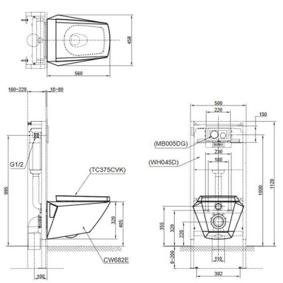 Унитаз Toto Lewelhex CW682E#XW подвесной Белый