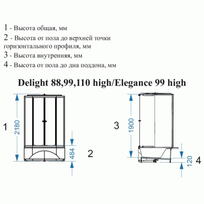 Душевая кабина Domani-Spa Delight 88 High 80x80 DS01D88HWM10 с гидромассажем профиль Белый задние стенки Белые