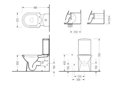 Унитаз-компакт Serel Orkide 6802 с бачком и сиденьем