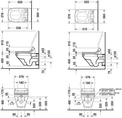 Унитаз Duravit Durastyle 25375900001 подвесной без сиденья