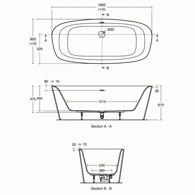 Акриловая ванна Ideal Standard Dea E306701 180х80 без гидромассажа