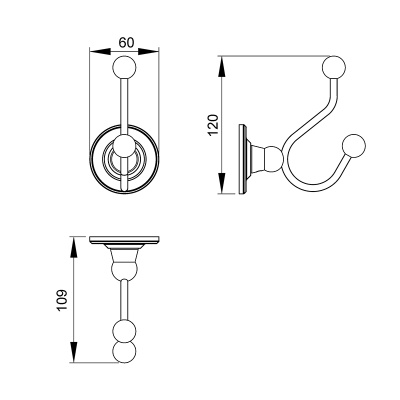 Крючок Timo Nelson 160013/02 Антик