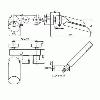 Смеситель для ванны Paini Morgana 73PW105 Никель