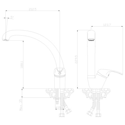 Смеситель для кухни Rossinka Y35-23 Бежевый Хром
