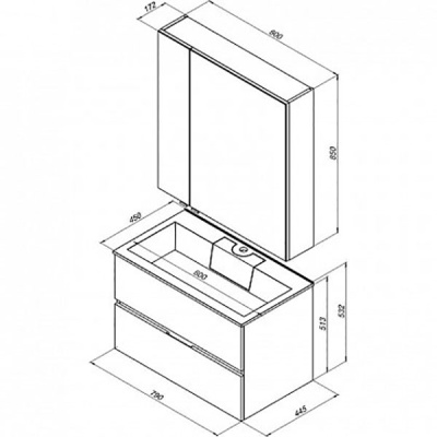Тумба под раковину Aquanet Алвита 80 215120 подвесная Серый антрацит