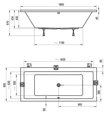 Акриловая ванна Ravak Formy 01 180x80 без гидромассажа