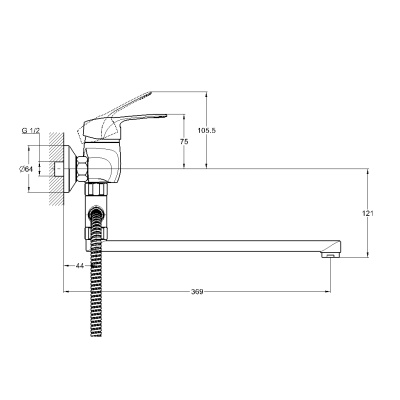Смеситель для ванны G-Lauf KLO6-A048 универсальный Хром