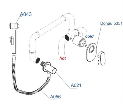 Гигиенический душ со смесителем WasserKRAFT Donau A15356 Хром