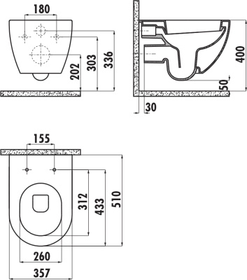 Унитаз Creavit Free FE322-11BM00E-0000 подвесной Базальт без сиденья