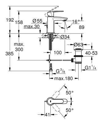 Смеситель для раковины Grohe Eurostyle Cosmopolitan 23037002 Хром