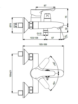 Смеситель для ванны Vidima Wave BA416AA Хром