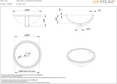Раковина Sanindusa Arc 46 108760004 Белая