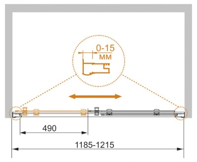 Душевая дверь в нишу Cezares Pratico BF-1 120 профиль Хром стекло прозрачное