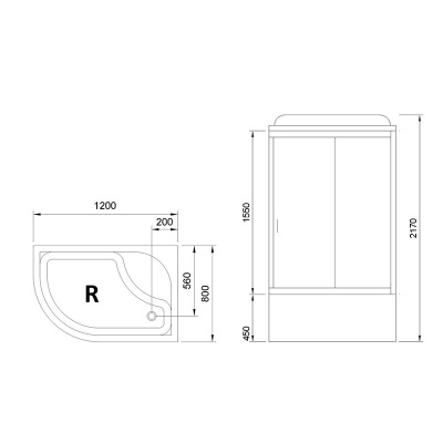 Душевая кабина Royal Bath ВК 120x80 RB8120BK2-M-CH-R с гидромассажем стекло матовое задние стенки Белые