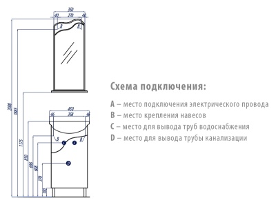 Тумба под раковину Акватон Колибри 45 1A065201KO01L белая глянцевая