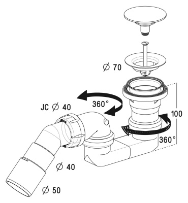 Сифон для душевого поддона Radaway Turboflow D50 Clic-Clak 578P Хром