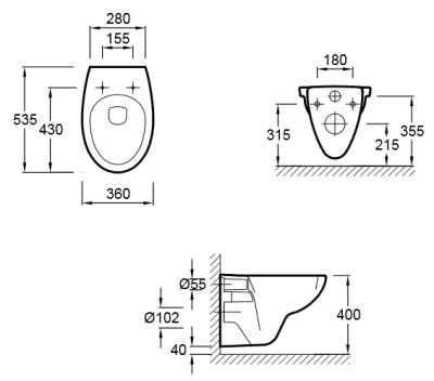 Унитаз Jacob Delafon Patio E4187-00 подвесной без сиденья