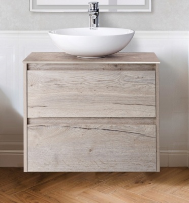 Комплект мебели для ванной BelBagno SET-KRAFT-600-RGB-C-BB344-LOY со смесителем Rovere Galifax Bianco, столешница - Cemento (без нанесения узора)