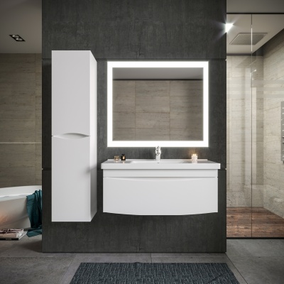 Шкаф пенал Бриклаер Вега 35 подвесной Белый глянец