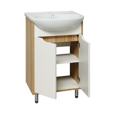 Тумба с раковиной Runo Эко 50 Белая/Лиственница