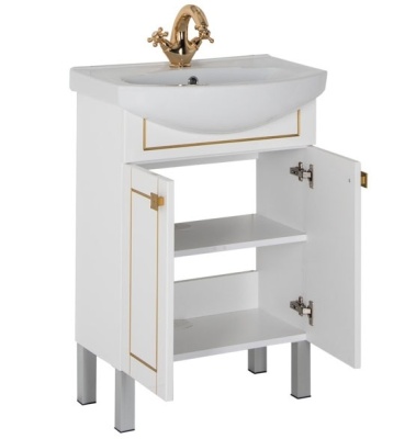 Тумба под раковину Aquanet Честер 60 186104 Белая патина Золото