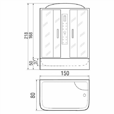 Душевой бокс River Dunay 150x80x50 ТН 10000001288+10000000771 с поддоном