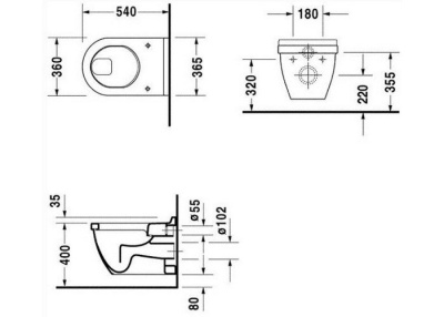 Унитаз Duravit Starck 3 2201090000 подвесной без крышки-сиденья