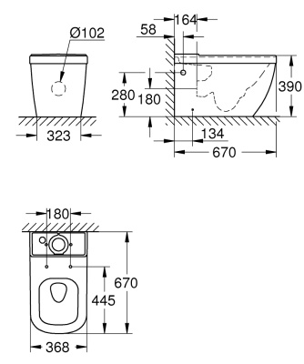 Чаша унитаза-компакт Grohe Euro Ceramic 39338000 без сиденья