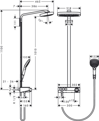 Душевая система Hansgrohe Raindance Select E 27127000 с термостатом Хром