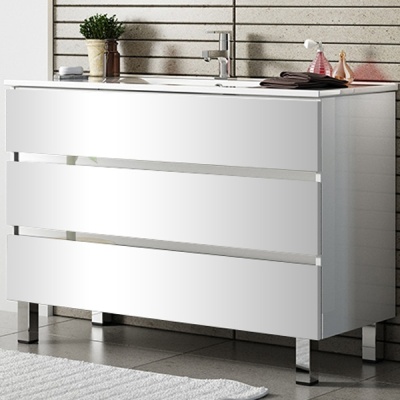 Тумба с раковиной SanVit Кубэ-3 100 в цвете Ral Белый глянец