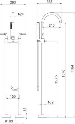 Смеситель для ванны Swedbe Spira 4006 Хром