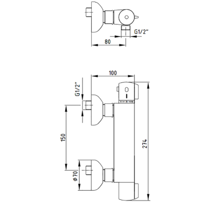 Смеситель для душа E.C.A. Thermostatic 102102341 Хром