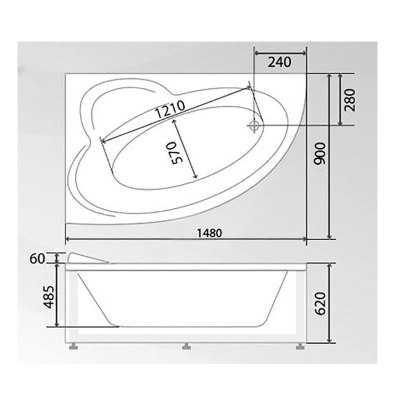 Акриловая ванна BellSan Грета 150x90 без гидромассажа