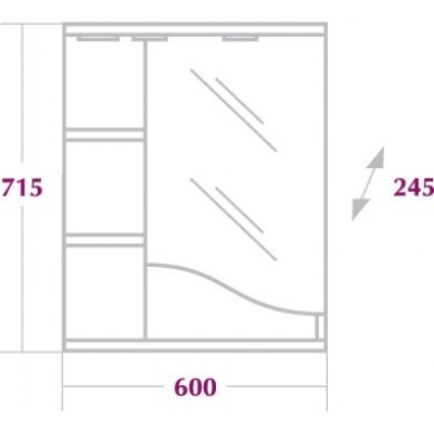 Зеркальный шкаф Onika Виола 60.02 Белый, левый