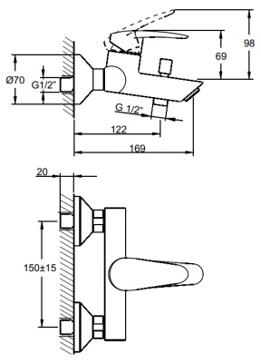 Комплект смесителей Vitra Dynamic S A49152EXP Хром