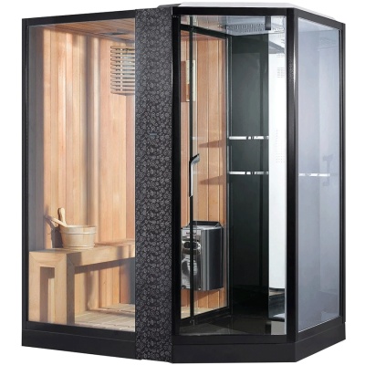 Душевая кабина Orans SR-89103S L black 180x130 с сауной профиль Черный стекло прозрачное