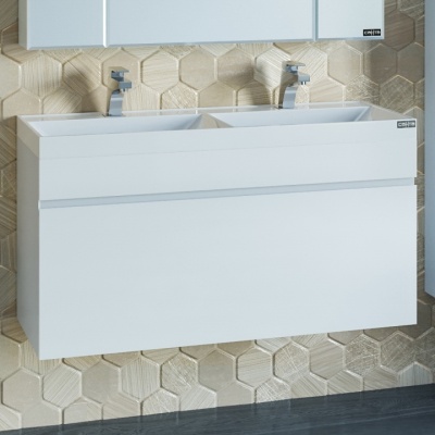 Тумба с раковиной СанТа Марс 100/2 1 ящик подвесная Белая